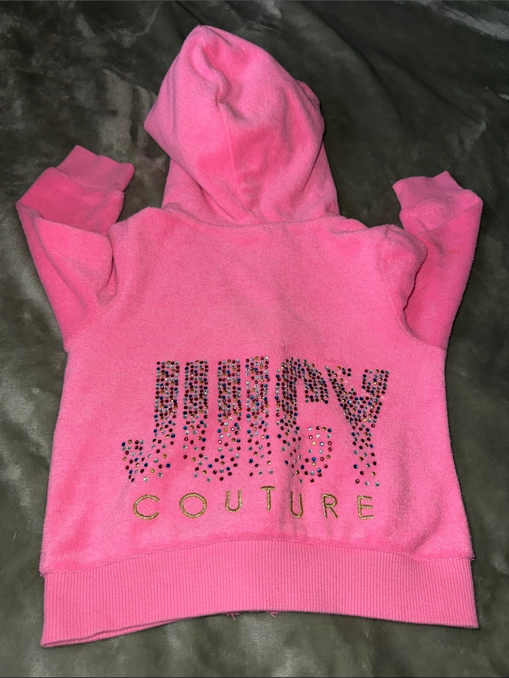 12m Juicy Couture bling Pink Hooded Zip-Up Sweatshirt hoodie baby girl